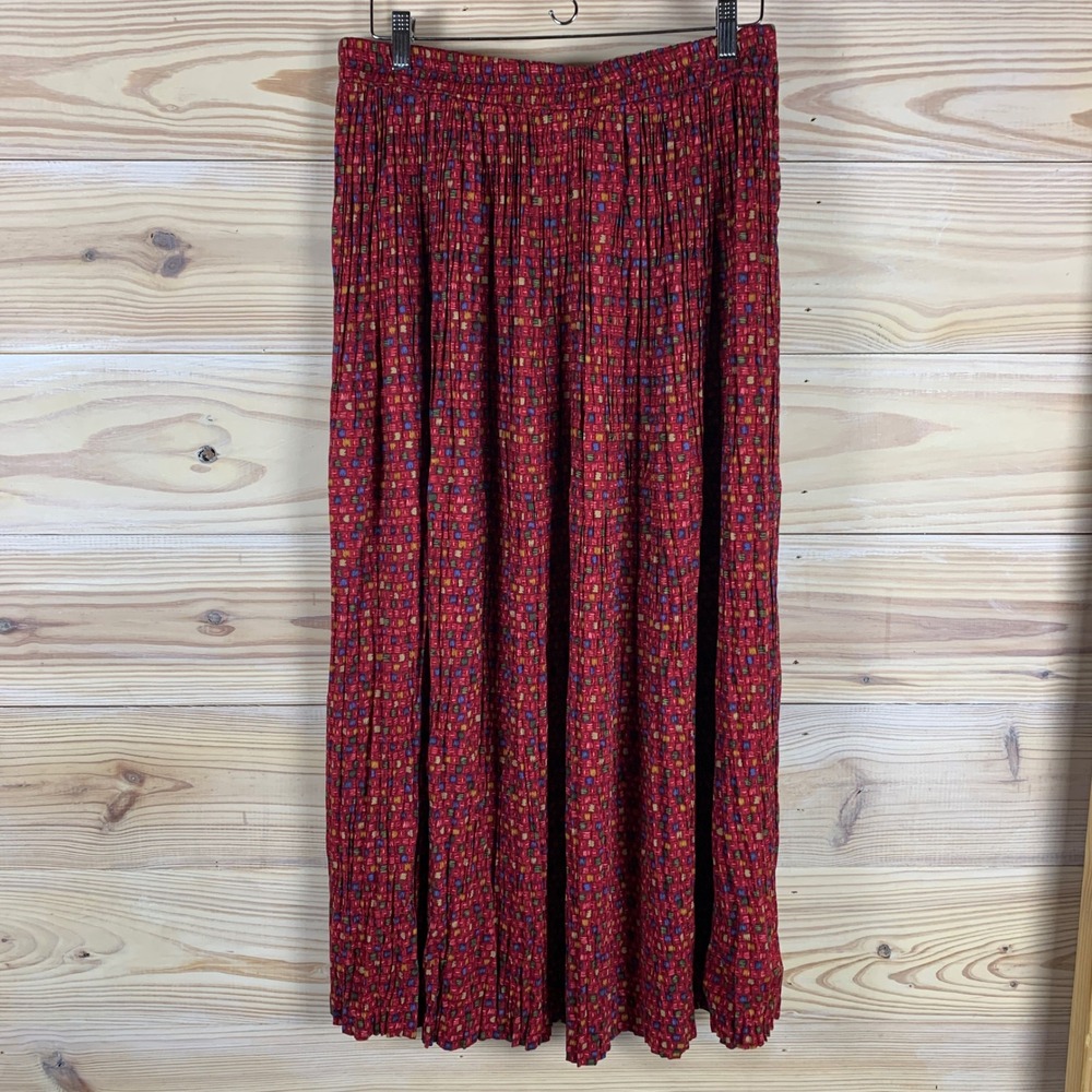 Stonebridge Maxi Skirt Womens 1X Red Floral Prairie Broom Cottage Boho